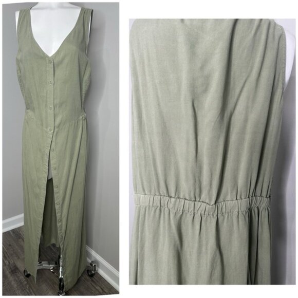 Cloth & Stone Anthropologie Olive Green Maxi Dress- PRELOVED -2X - Picture 3 of 8